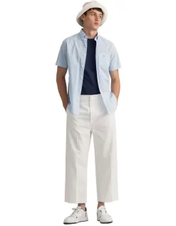 Gant The Broadcloth Gingham Short Sleeve Shirt In Blue -Men Clothing Store 786481570 4 720x928