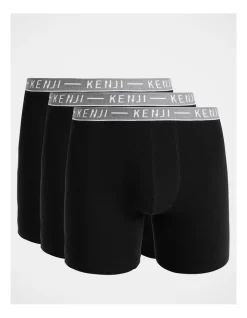 Long Leg Plain Trunks 3 Pack In Black