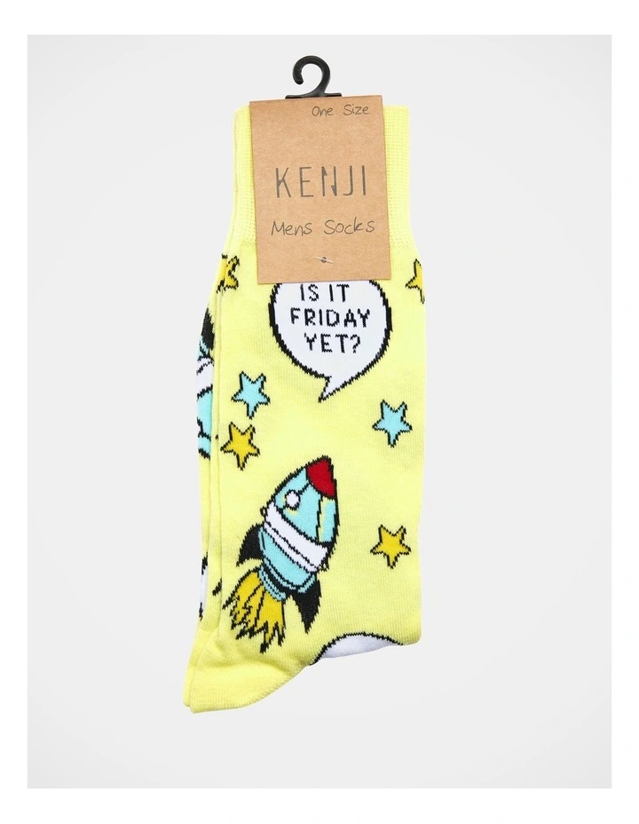 1 Pair Is It Friday Crew Length Socks In Yellow 4 1 Pair Is It Friday Crew Length Socks In Yellow - Image 2