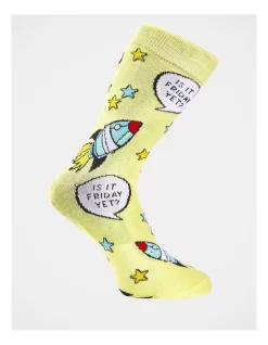 1 Pair Is It Friday Crew Length Socks In Yellow 7 1 Pair Is It Friday Crew Length Socks In Yellow -Men Clothing Store 811445950 3 1 720x928