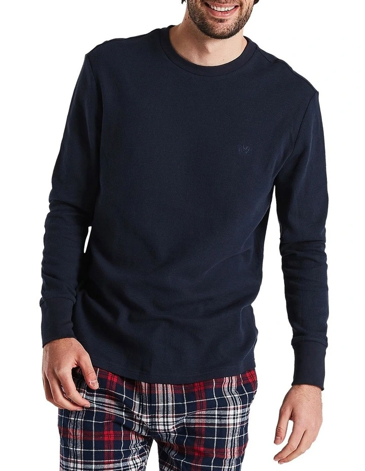 Long Sleeve Waffle Top Navy 3 Long Sleeve Waffle Top Navy