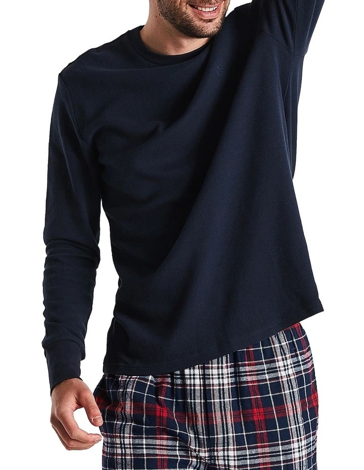 Long Sleeve Waffle Top Navy 4 Long Sleeve Waffle Top Navy - Image 2