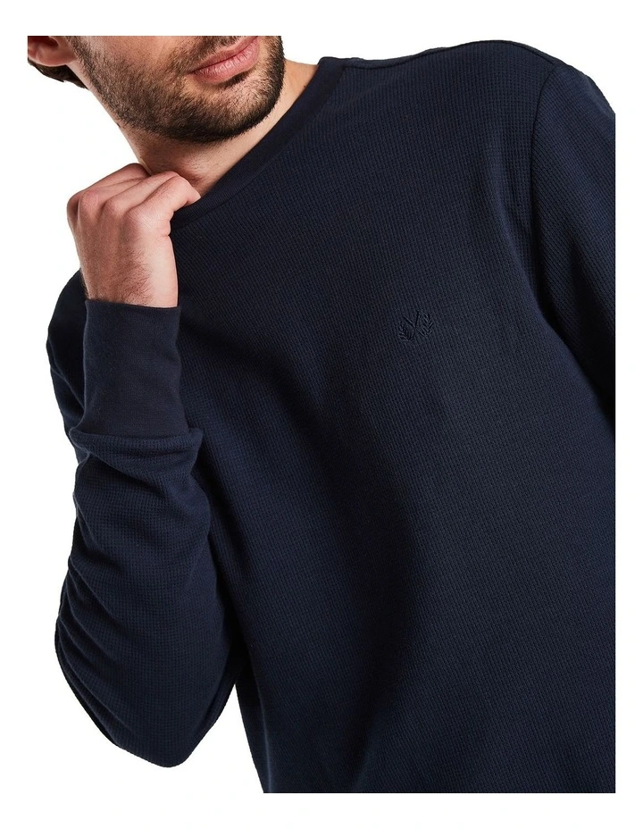 Long Sleeve Waffle Top Navy 7 Long Sleeve Waffle Top Navy - Image 5