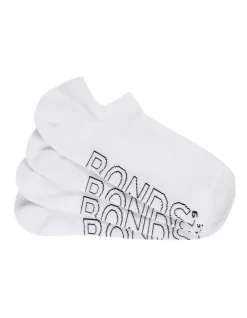 Bonds Logo Light No Show Socks 4 Pack In White