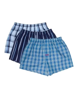Woven Boxer 3 Pack In Blue