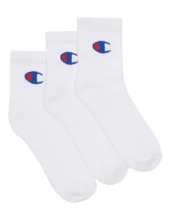 Champion C-Logo Quarter Crew Sport Socks White 3 Pack -Men Clothing Store 856191160 2 720x928