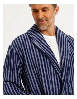Stripe Shawl Robe Mid Blue -Men Clothing Store 886637350 5 720x928