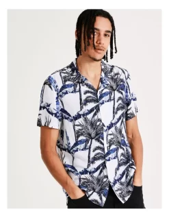 Mojave Cactus Print Short Sleeve Rayon Shirt In White -Men Clothing Store 899103160 3 720x928