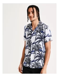 Mojave Cactus Print Short Sleeve Rayon Shirt In White -Men Clothing Store 899103160 5 720x928