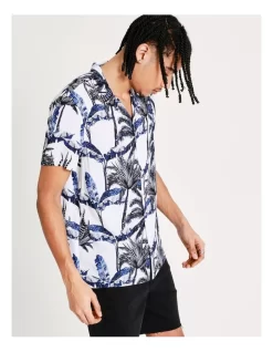 Mojave Cactus Print Short Sleeve Rayon Shirt In White -Men Clothing Store 899103160 6 720x928