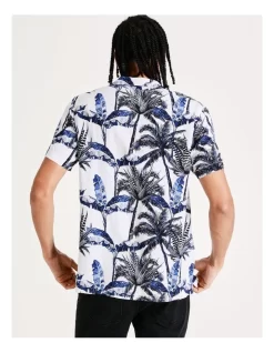 Mojave Cactus Print Short Sleeve Rayon Shirt In White -Men Clothing Store 899103160 7 720x928