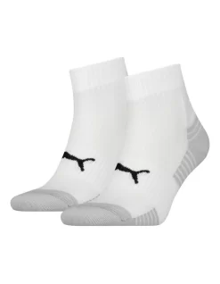 Puma 2 Pack Sport Cushioned Quarter Socks White