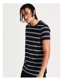 Sebastian Stripe Short Sleeve Tee In Navy