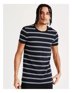 Sebastian Stripe Short Sleeve Tee In Navy -Men Clothing Store 911192230 3 720x928