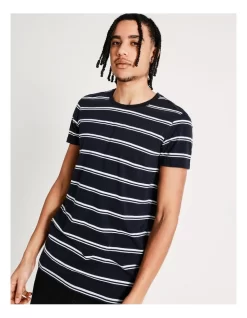 Sebastian Stripe Short Sleeve Tee In Navy -Men Clothing Store 911192230 5 720x928