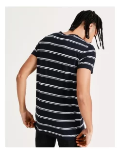 Sebastian Stripe Short Sleeve Tee In Navy -Men Clothing Store 911192230 6 720x928