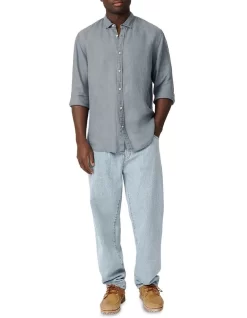 The Trinidad Linen Long Sleeve Shirt In Blue -Men Clothing Store 912205630 3 720x928