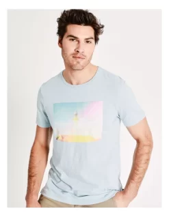 Lightstation Placement Print Short Sleeve Tee In Light Blue -Men Clothing Store 917301520 4 720x928