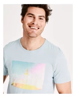 Lightstation Placement Print Short Sleeve Tee In Light Blue -Men Clothing Store 917301520 5 720x928