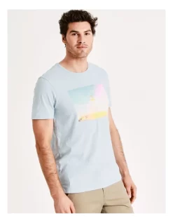Lightstation Placement Print Short Sleeve Tee In Light Blue -Men Clothing Store 917301520 6 720x928