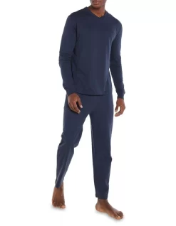 Essential Knit PJ Set In Navy -Men Clothing Store 917435620 6 720x928
