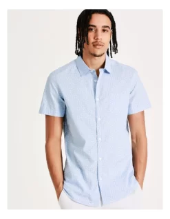 Flynn Geo Print Short Sleeve Shirt In Light Blue -Men Clothing Store 918082000 4 720x928