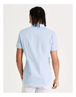 Flynn Geo Print Short Sleeve Shirt In Light Blue -Men Clothing Store 918082000 6 720x928