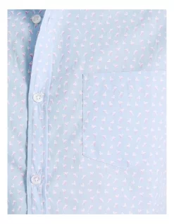 Flynn Geo Print Short Sleeve Shirt In Light Blue -Men Clothing Store 918082000 7 1 720x928