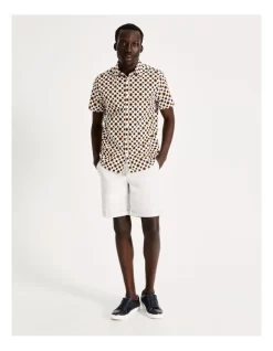 Harry Geo Print Short Sleeve Slim Shirt In White -Men Clothing Store 918594550 3 720x928