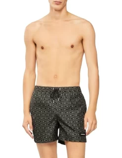 Calvin Klein Core Solids Iconic Logo Medium Swimshort In Black -Men Clothing Store 920346220 3 720x928