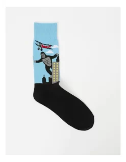 Men Clothing Store 29 1 Pair Gorilla Crew Length Socks In Blue/Black