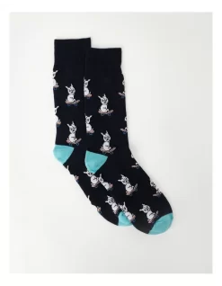 Men Clothing Store 25 1 Pair French Bulldog Crew Length Socks In Navy