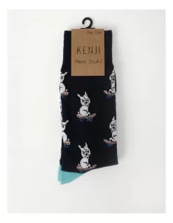 1 Pair French Bulldog Crew Length Socks In Navy -Men Clothing Store 922015180 3 720x928