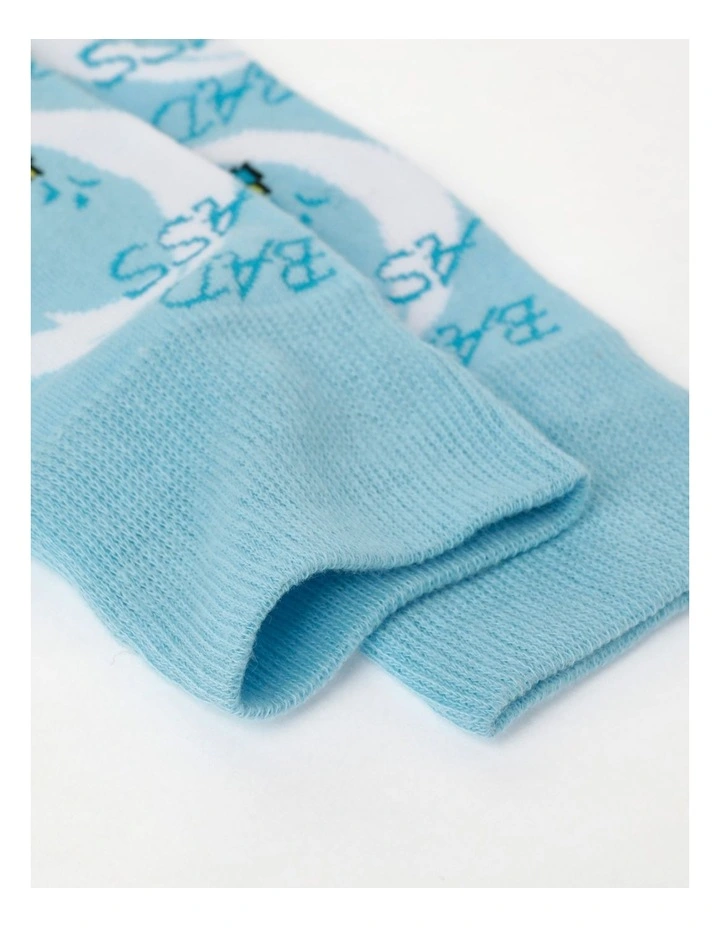 1 Pair Bad Ass Crew Length Socks In Blue 4 1 Pair Bad Ass Crew Length Socks In Blue - Image 2