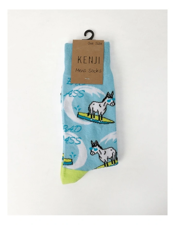 1 Pair Bad Ass Crew Length Socks In Blue 5 1 Pair Bad Ass Crew Length Socks In Blue - Image 3