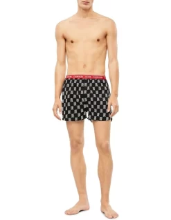 Calvin Klein Woven Boxers In Black Multi