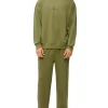 Calvin Klein Embossed Icon Lounge Long Sleeve Sweat Top In Olive -Men Clothing Store 923734360 1 720x928