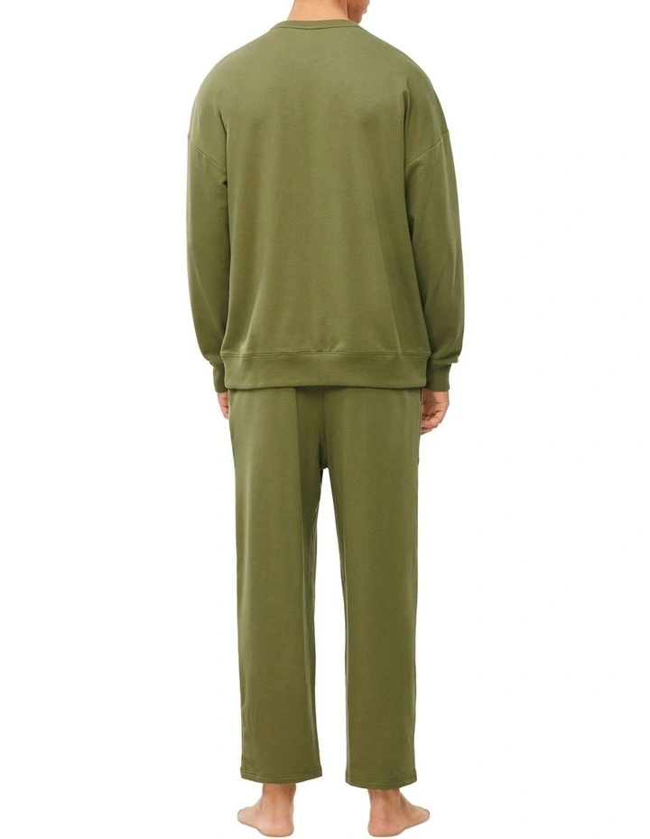 Calvin Klein Embossed Icon Lounge Long Sleeve Sweat Top In Olive 4 Calvin Klein Embossed Icon Lounge Long Sleeve Sweat Top In Olive - Image 2