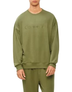 Calvin Klein Embossed Icon Lounge Long Sleeve Sweat Top In Olive 8 Calvin Klein Embossed Icon Lounge Long Sleeve Sweat Top In Olive -Men Clothing Store 923734360 3 720x928