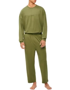 Calvin Klein Embossed Icon Lounge Pant In Olive