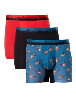 Men's Strong Sloth Bamboo Comfort Long Leg Trunks 3 Pack In Multi