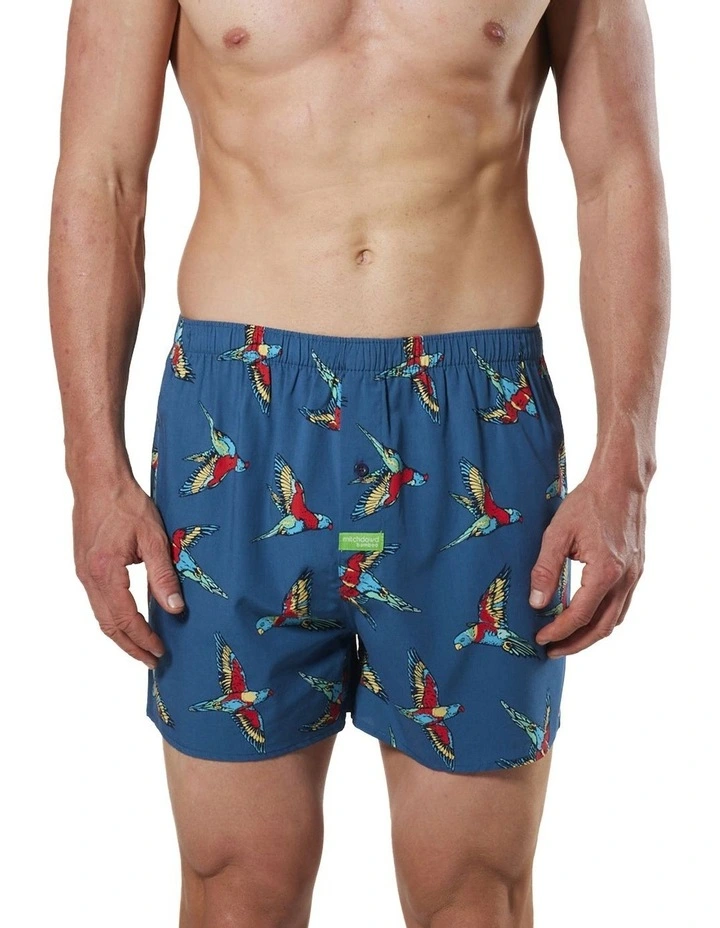 Men's Lorikeets Bamboo Boxer Short In Blue/Multi 3 Men's Lorikeets Bamboo Boxer Short In Blue/Multi