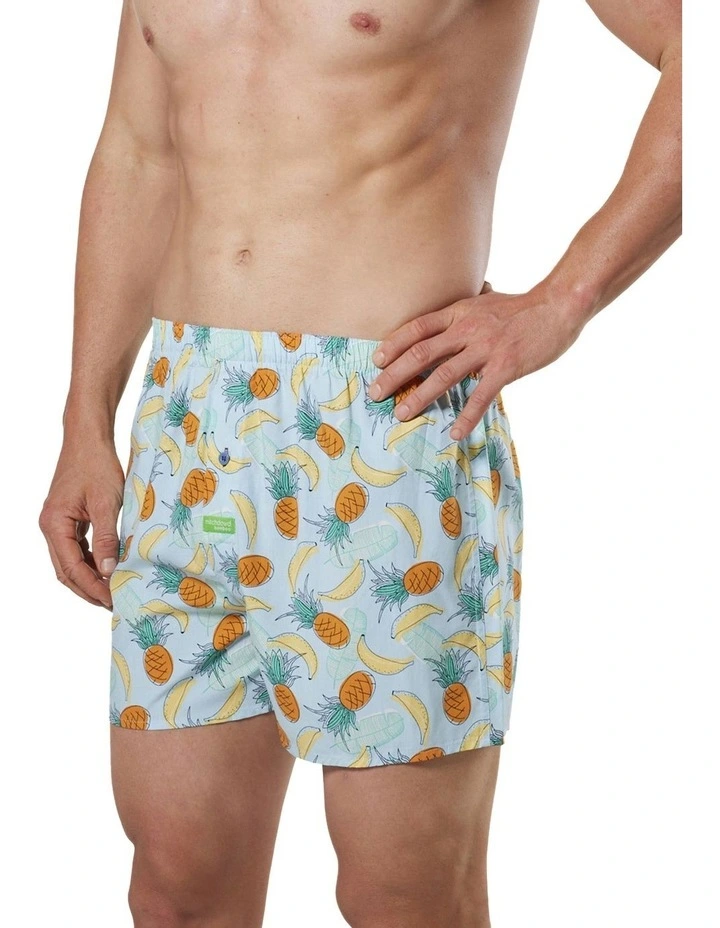 Men's Line Art Fruits Bamboo Boxer Short In Blue/Multi 4 Men's Line Art Fruits Bamboo Boxer Short In Blue/Multi - Image 2