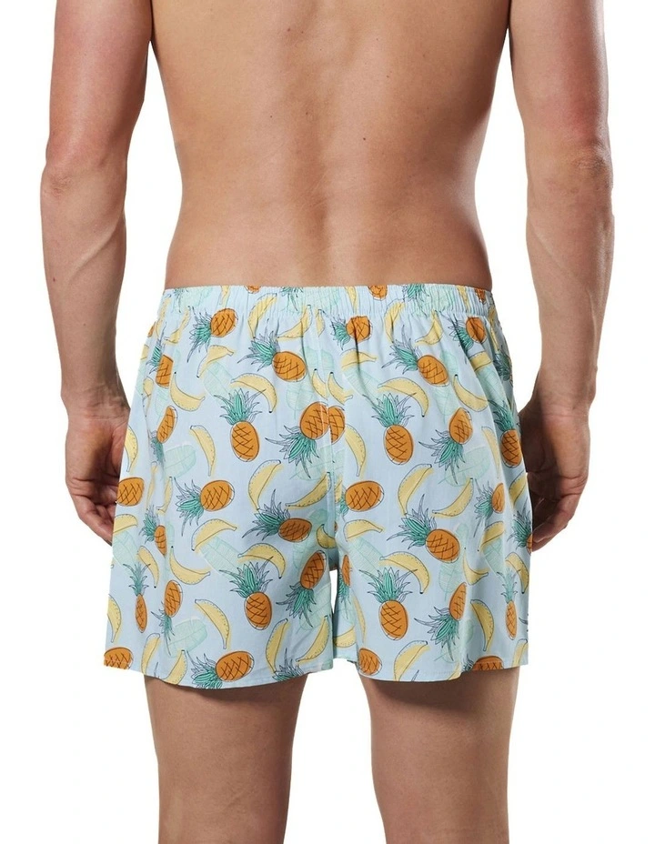 Men's Line Art Fruits Bamboo Boxer Short In Blue/Multi 5 Men's Line Art Fruits Bamboo Boxer Short In Blue/Multi - Image 3