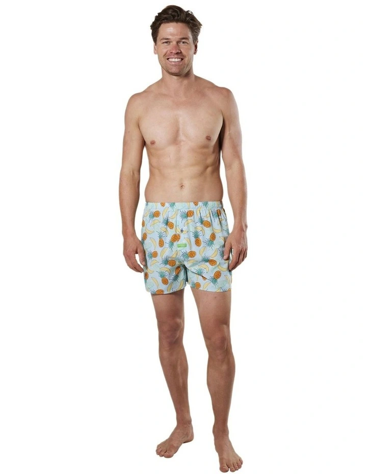 Men's Line Art Fruits Bamboo Boxer Short In Blue/Multi 7 Men's Line Art Fruits Bamboo Boxer Short In Blue/Multi - Image 5