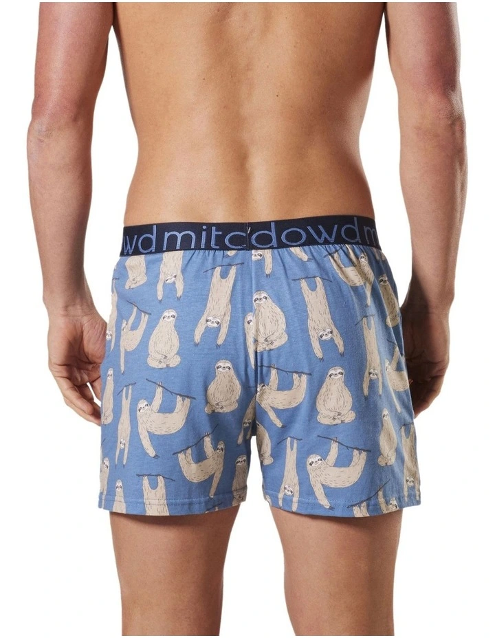 Men's Slow Sloths Loose Fit Knit Boxer Short In Blue/Multi 5 Men's Slow Sloths Loose Fit Knit Boxer Short In Blue/Multi - Image 3