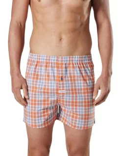 Men's Leroy Check Cotton Stretch Boxer Short In Red