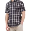 Ben Sherman Textured Check Short Sleeve Shirt In Marine -Men Clothing Store 928330210 1 720x928