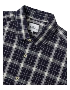 Ben Sherman Textured Check Short Sleeve Shirt In Marine -Men Clothing Store 928330210 5 720x928