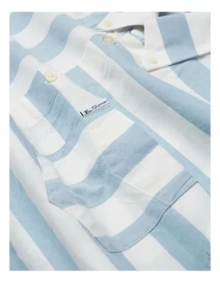 Ben Sherman Patchwork Candy Stripe Short Sleeve Shirt In White/Blue 11 Ben Sherman Patchwork Candy Stripe Short Sleeve Shirt In White/Blue -Men Clothing Store 928393390 4 720x928